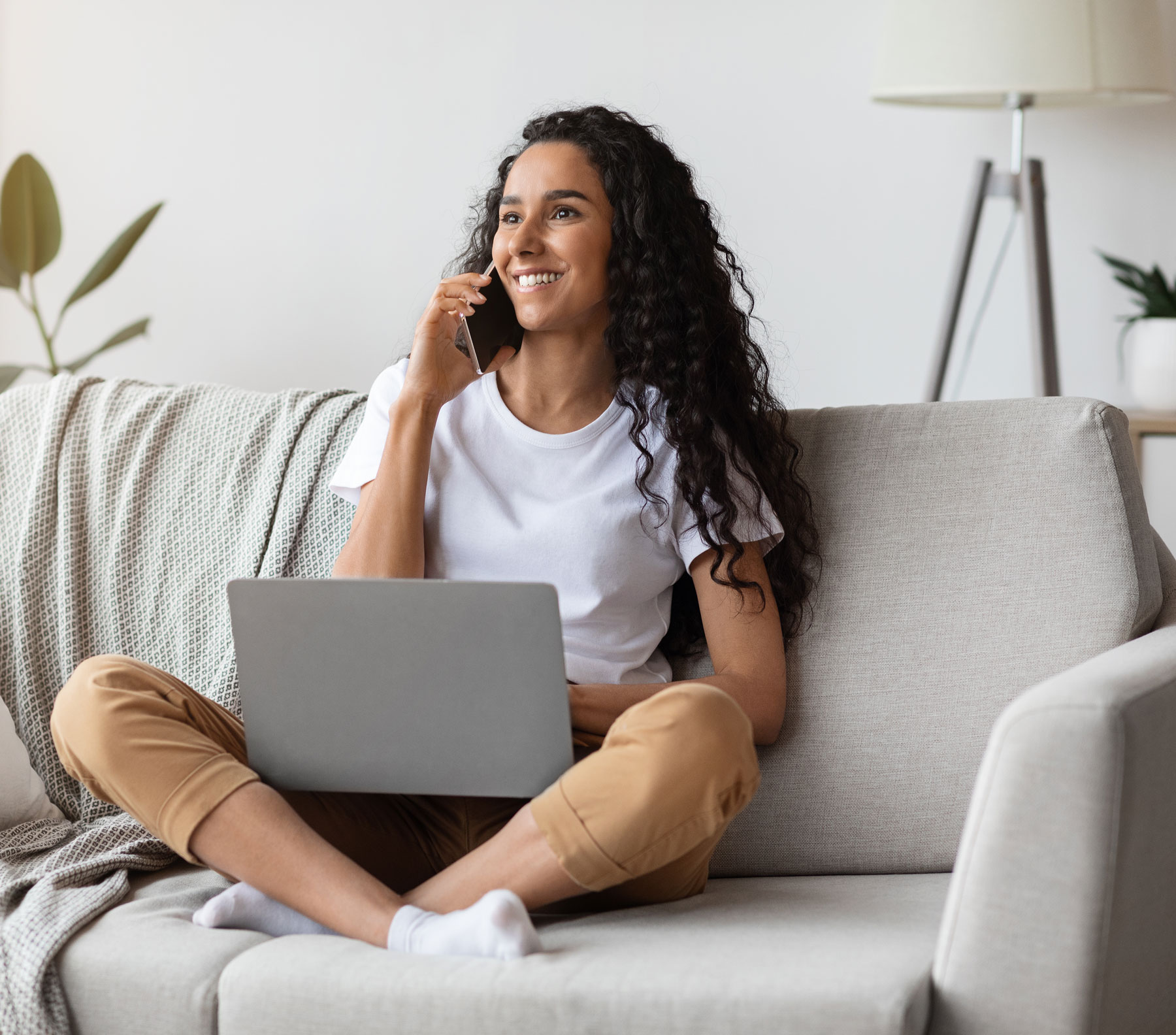 Girl on couch getting support